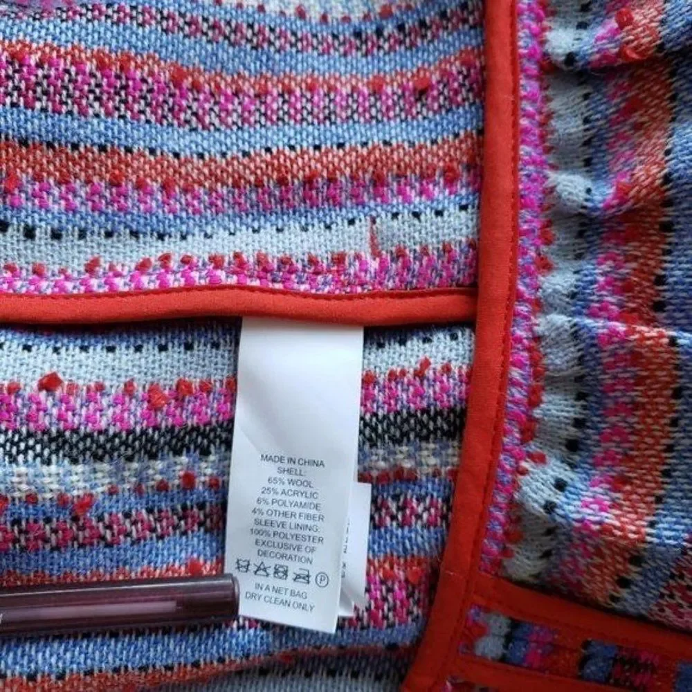 Kate Spade Striped Textured Tweed Peplum Jacket